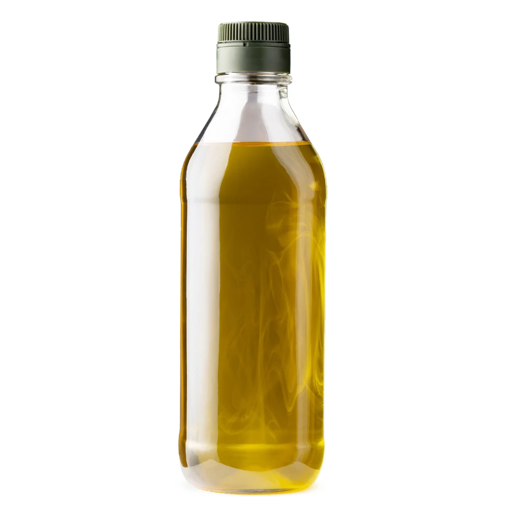 green olive oil bottles