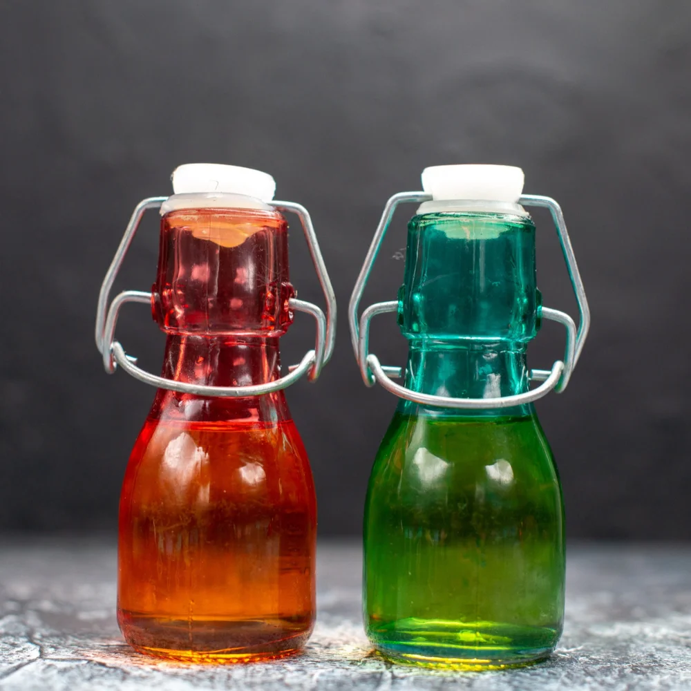 glass bottles with pop tops