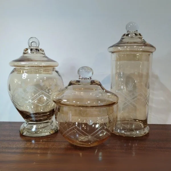 empty apothecary glass jars with lids